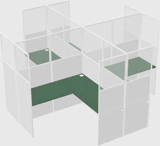Shared l-shaped cubicles