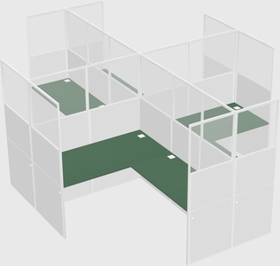 Shared l-shaped cubicles