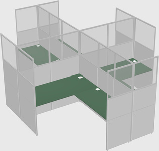 Shared l-shaped cubicles