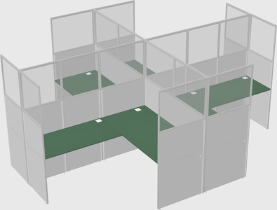 Shared l-shaped cubicles