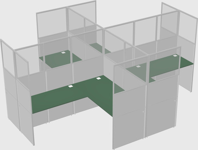 Shared l-shaped cubicles