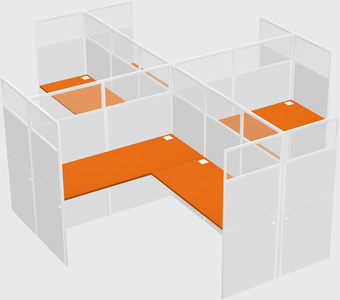 Shared l-shaped cubicles