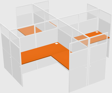 Shared l-shaped cubicles
