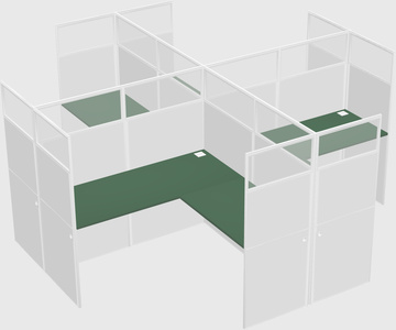 Shared l-shaped cubicles
