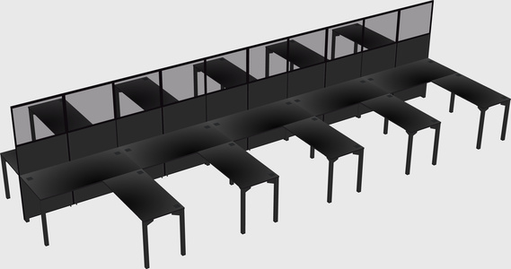 Shared l-shape cubicle