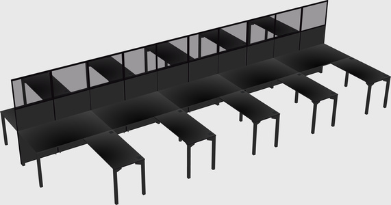 Shared l-shape cubicle