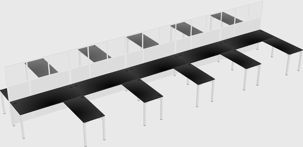 Shared l-shape cubicle