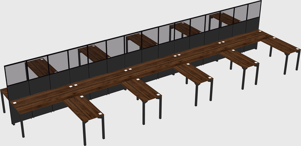 Shared l-shape cubicle