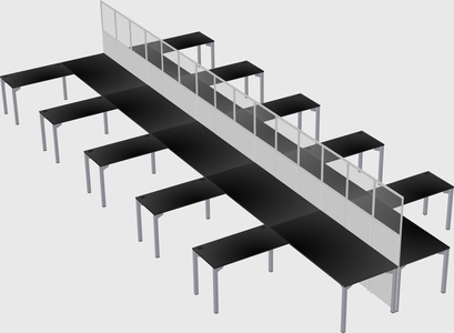 Shared l-shape cubicle