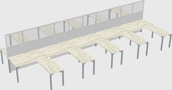 Shared l-shape cubicle