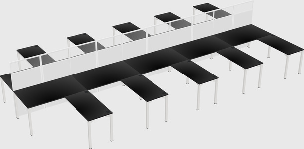 Shared l-shape cubicle