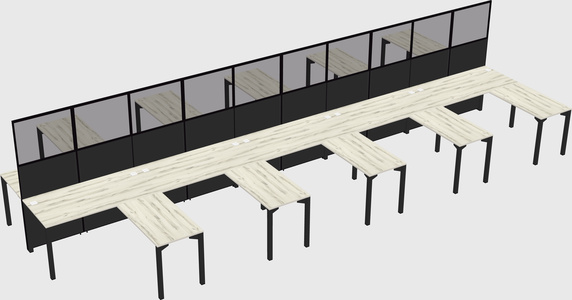 Shared l-shape cubicle