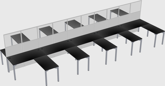 Shared l-shape cubicle