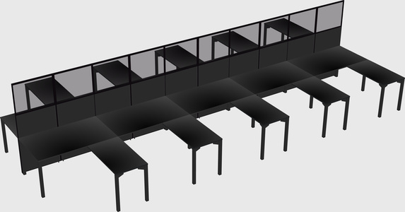 Shared l-shape cubicle