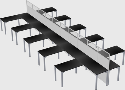 Shared l-shape cubicle