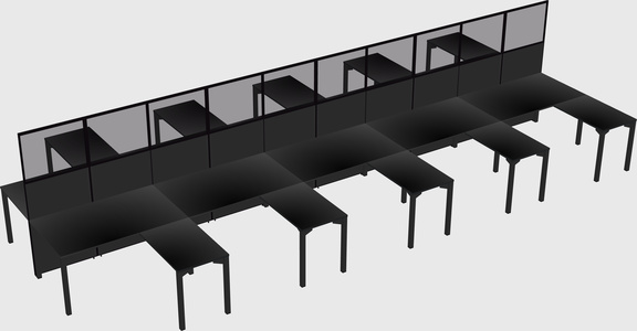 Shared l-shape cubicle