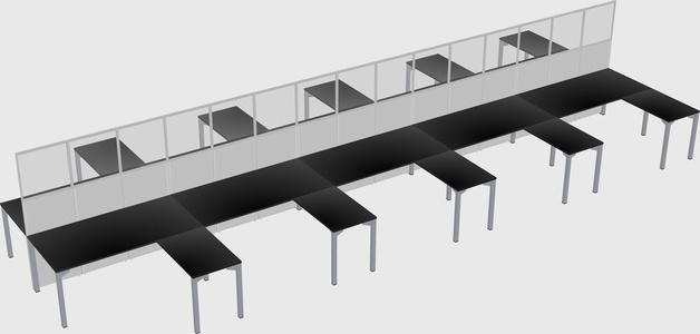 Shared l-shape cubicle