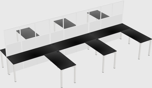 Shared l-shape cubicle
