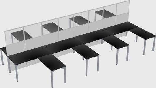 Shared l-shape cubicle