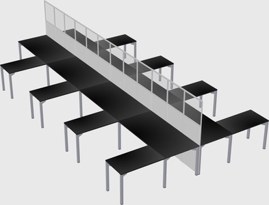 Shared l-shape cubicle