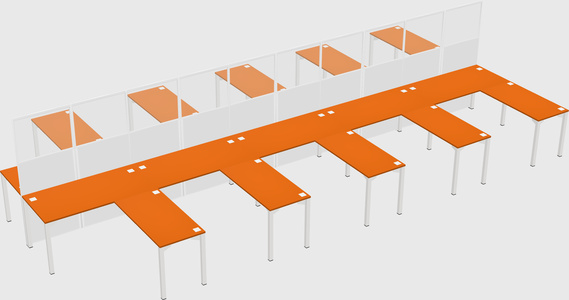 Shared l-shape cubicle