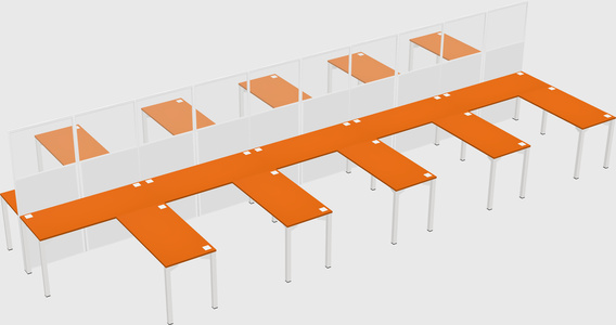 Shared l-shape cubicle