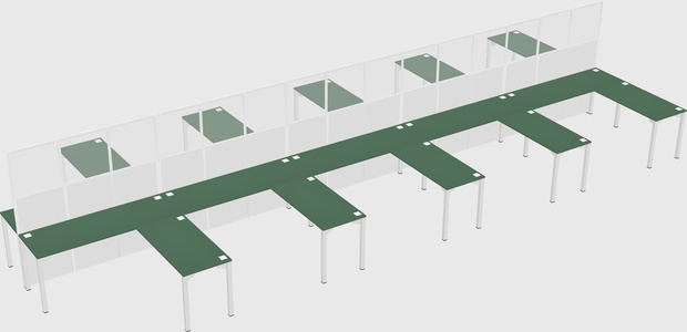 Shared l-shape cubicle