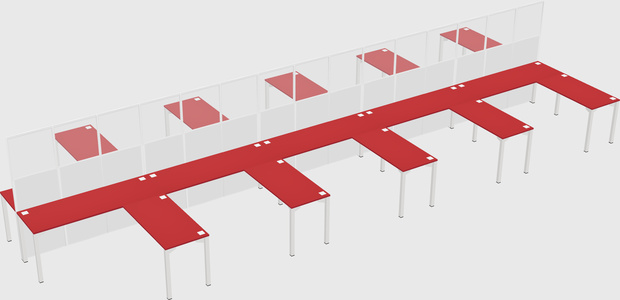 Shared l-shape cubicle