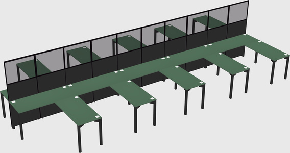 Shared l-shape cubicle