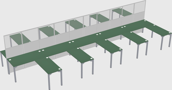 Shared l-shape cubicle