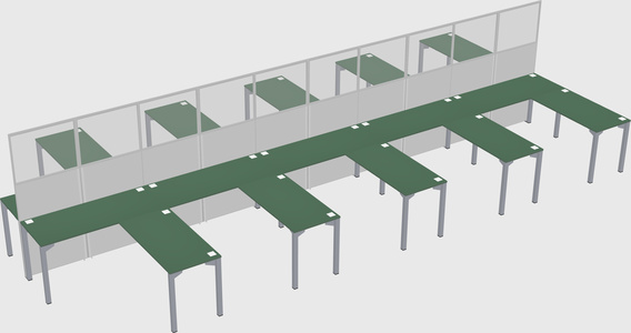 Shared l-shape cubicle