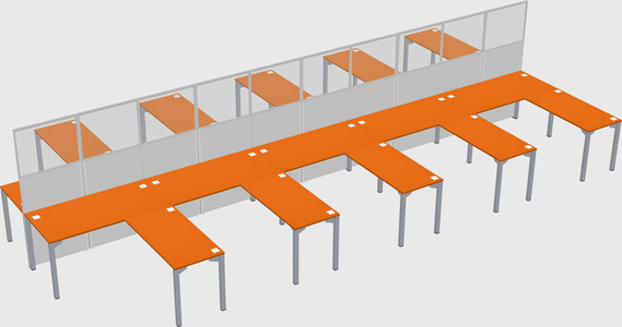 Shared l-shape cubicle