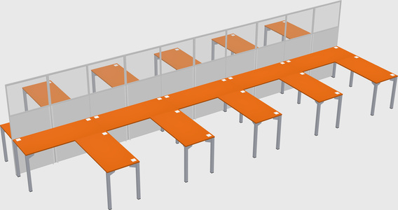 Shared l-shape cubicle