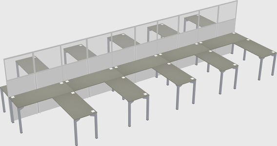 Shared l-shape cubicle