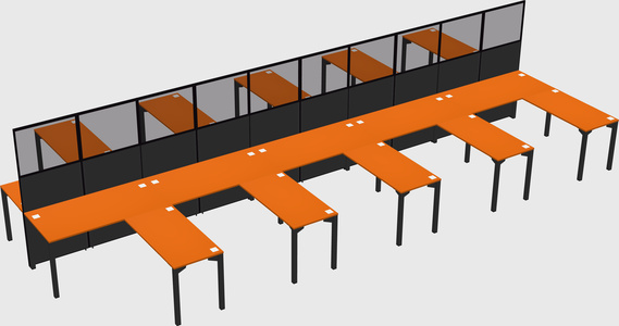 Shared l-shape cubicle