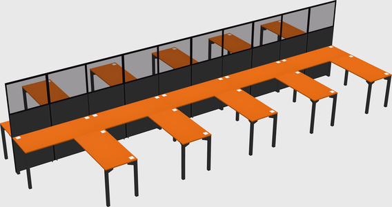 Shared l-shape cubicle