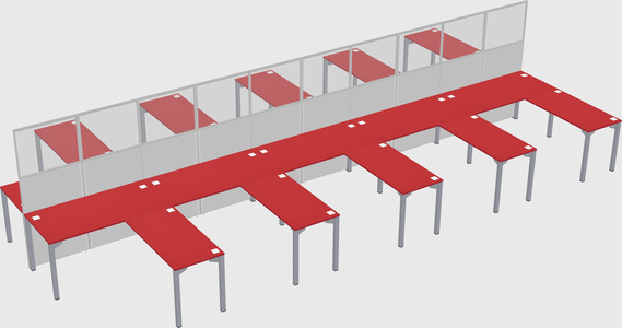 Shared l-shape cubicle