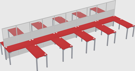 Shared l-shape cubicle