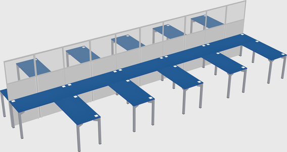 Shared l-shape cubicle