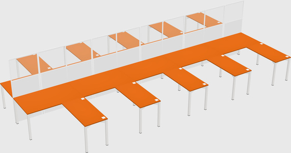 Shared l-shape cubicle