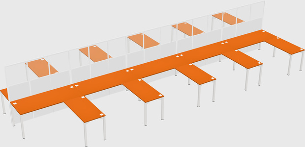 Shared l-shape cubicle
