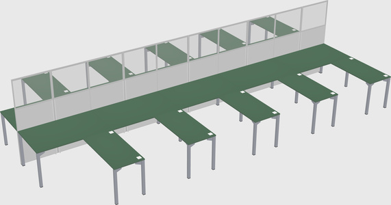 Shared l-shape cubicle