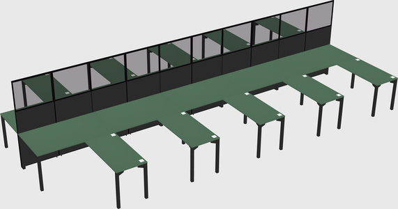 Shared l-shape cubicle