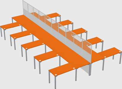Shared l-shape cubicle