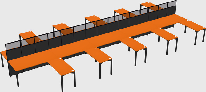 Shared l-shape cubicle