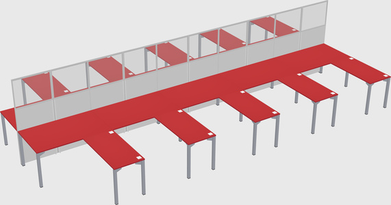 Shared l-shape cubicle