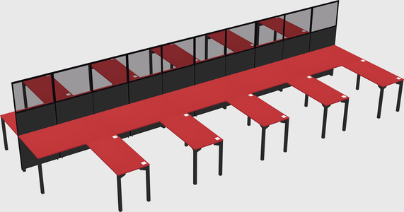 Shared l-shape cubicle