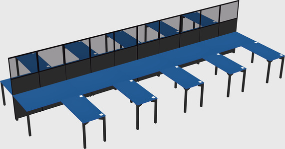 Shared l-shape cubicle