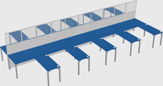 Shared l-shape cubicle