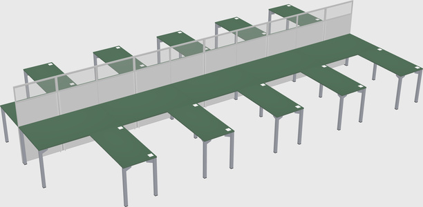 Shared l-shape cubicle